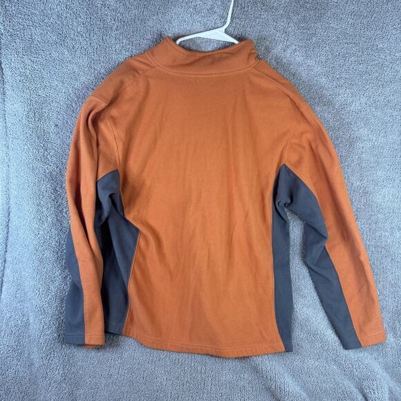LL Bean Pullover Mens Medium Orange Gray Fleece Quarter Zip Colorblock Mock Neck - Picture 9 of 10